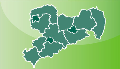 Karte des Freistaates Sachsen im Piktogrammstil